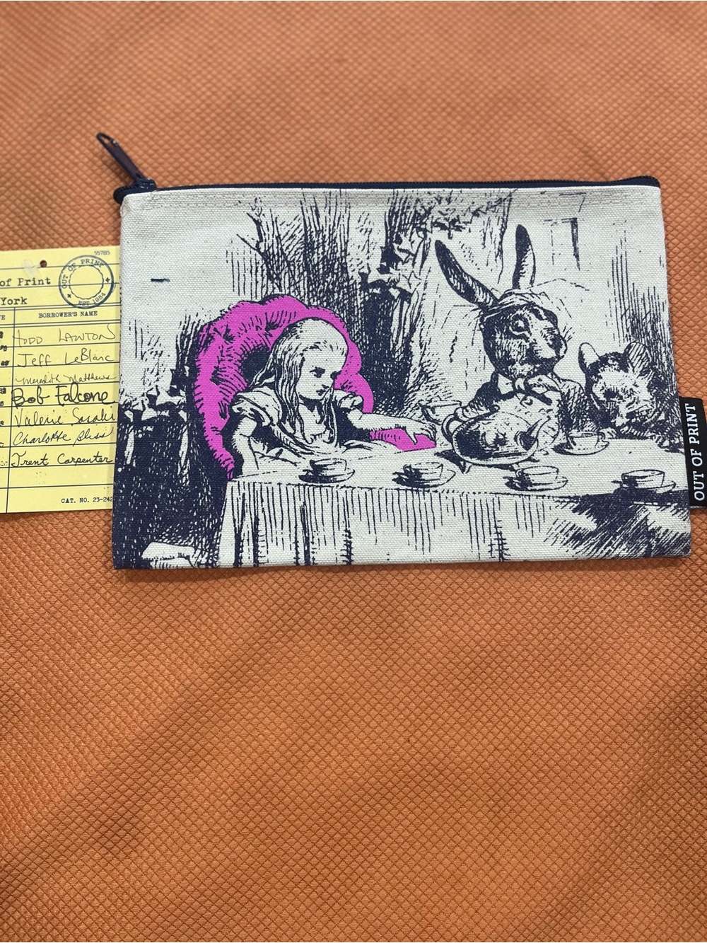 Out of Print Canvas Pouch with Alice Illustration - Pink Accent